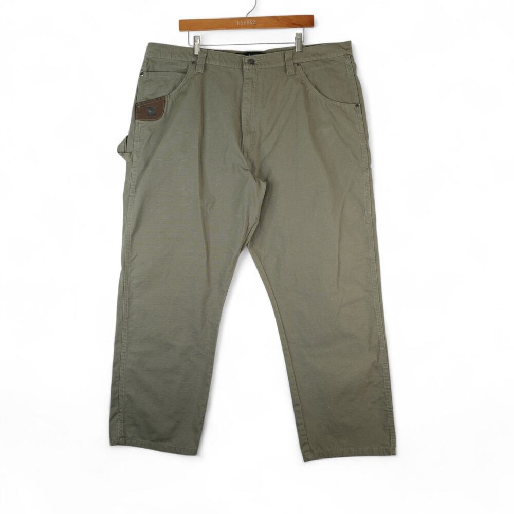 Wrangler Pants RIggs Workwear‎ Mens 42x30 Khaki Ripstop Utility Carpenter Gusset